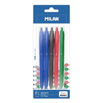 Milan P1 Touch Confezione da 5 penne a sfera retrattili - Punta rotonda da 1 mm - Inchiostro a base di olio - Scrittura