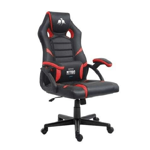 Sedia da gaming serie Cromad Nitro - Altezza regolabile con pistone a gas di classe 2 - Cuscino lombare - Colore nero/ro