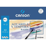 Canson Acquerello Basik Minipack da 6 fogli A3 - 297x42 cm - 370 g - Colore bianco