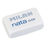 Gomma rettangolare piccola Milan Nata 648 - Plastica - Non danneggia la carta - Colore bianco