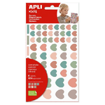 Apli Kids Busta da 624 Adesivi Cuore Nordik - Adesivo Removibile - Colori e Misure Assortiti