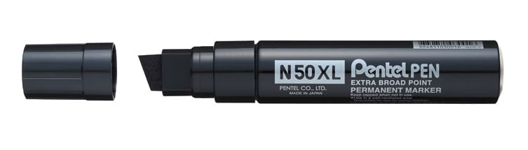 Pentel-N50XL-marcatore-permanente-Punta-smussata-Nero-6-pz