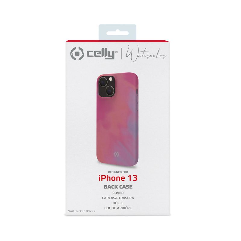 Celly-WATERCOLOR-iPhone-13-custodia-per-cellulare-155-cm--6.1---Cover-Rosa