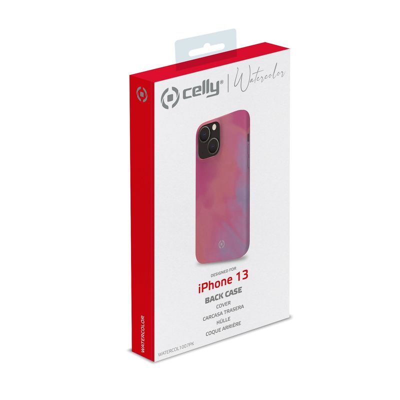 Celly-WATERCOLOR-iPhone-13-custodia-per-cellulare-155-cm--6.1---Cover-Rosa