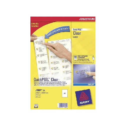 AVERY Poliestere adesivo J8567 trasparente 25fg A4 210x297mm (1et/fg) inkjet Avery