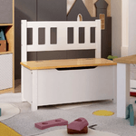 vidaXL Cassapanca per Bambini Bianca e Beige 60x30x55 cm in MDF