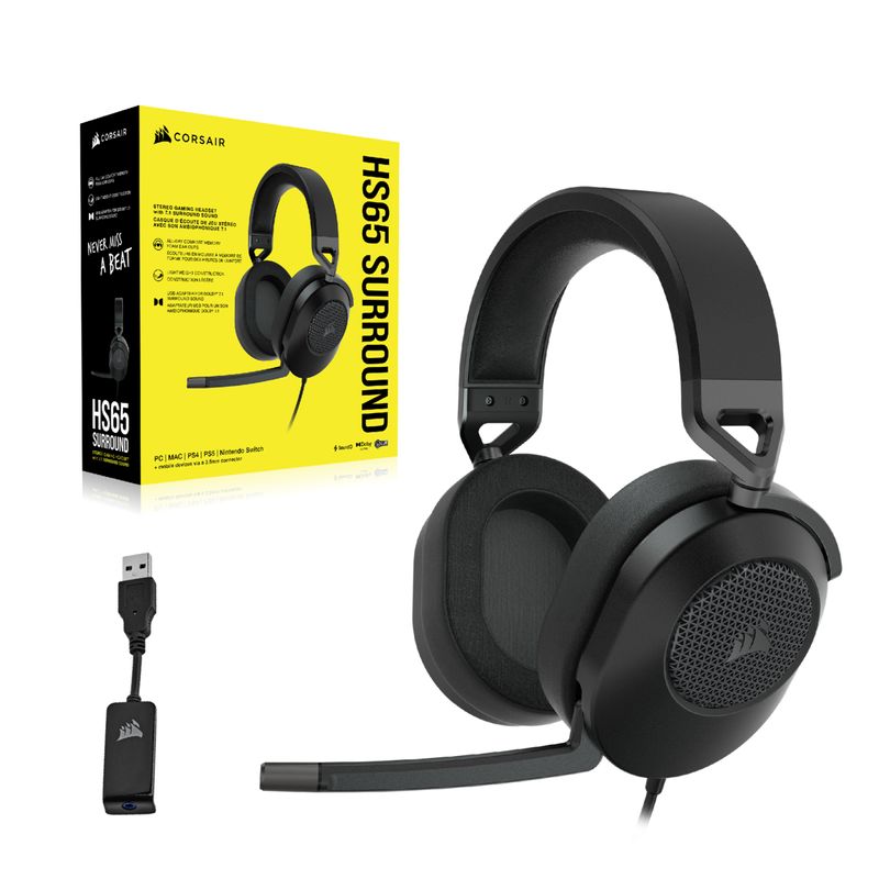 Corsair-HS65-SURROUND-Auricolare-Cablato-Portatile-Giocare-Carbonio