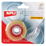 Apli Home Porta Nastro con Nastro Adesivo Trasparente - 19mm x 33m - Facile da Usare e Trasportare - Ideale per Casa e Ufficio - Trasparente