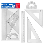 Set di righelli Dohe - Righello quadrato smusso e goniometro - Plastica iniettata trasparente come il cristallo - Bordi smussati e bordati