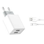 XO L65 Pack Caricabatterie 2x USB + 1 m di cavo da USB-A a USB-C