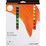 Daler Rowney Simply Confezione da 24 colori acrilici - Asciugatura rapida - Copertura ottimale - Colori miscelabili 12 ml - Colori assortiti