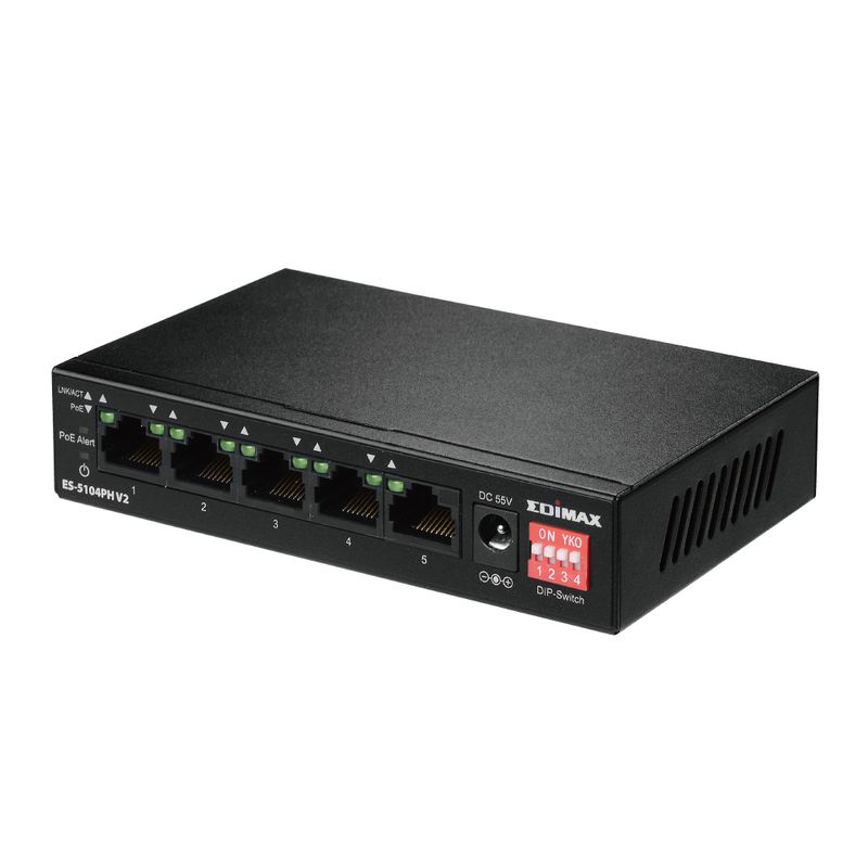 Edimax-ES-5104PH-V2-switch-di-rete-Fast-Ethernet--10-100--Supporto-Power-over-Ethernet--PoE--Nero