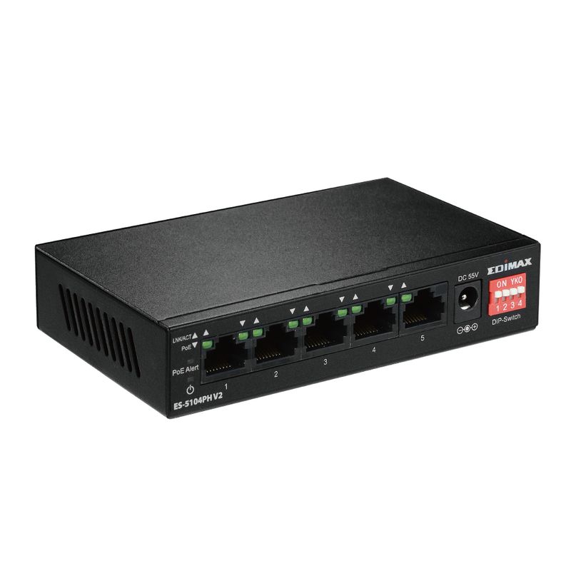 Edimax-ES-5104PH-V2-switch-di-rete-Fast-Ethernet--10-100--Supporto-Power-over-Ethernet--PoE--Nero