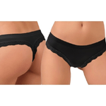 Trade Shop Traesio-set 2 Slip Modello Tanga Jadea Con Bordo Merlettato Intimo In Pizzo Donna Sexy - Bianco   S