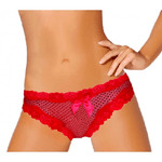 Trade Shop Traesio-slip Donna Rosso Brasiliana Comet Con Lucenti Pois E Bordi Merlettati -    L-xl