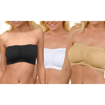 Trade Shop Traesio-set 3 Reggiseni A Fascia Top Bra Reggiseno Push Up Imbottito Senza Spalline Bandeau -    L