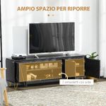 HOMCOM Mobile Porta TV fino a 65" con Armadietti e Ante a Chiusura Ammortizzata, 147x35x52cm, Nero