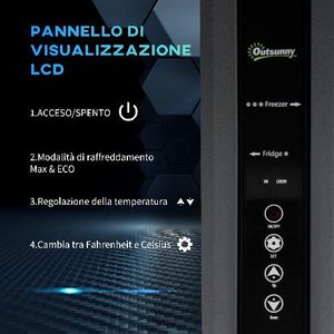 Outsunny Frigo Portatile Elettrico 35L da 12 Volt con Maniglia e Schermo LCD, 63.2x42x42.8 cm, Grigio