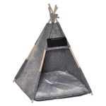 PawHut Tenda per Gatti, Cuccia per Gatti Fino a 6kg, Cuccia per Cani Piccoli da Interno, Teepee in Feltro Grigio