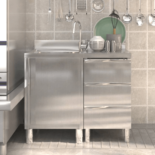 vidaXL Mobiletti da Cucina Commerciale 2 pz in Acciaio Inox