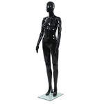 vidaXL Manichino Donna Figura Intera Base in Vetro 175 cm Nero Lucido