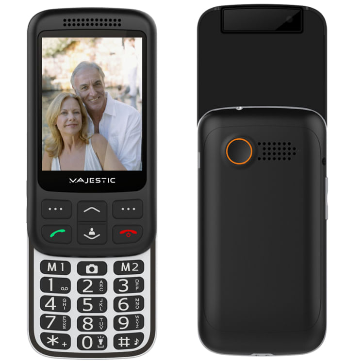 New-Majestic-300087_BK-cellulare-711-cm--2.8---123-g-Nero-Argento-Telefono-per-anziani