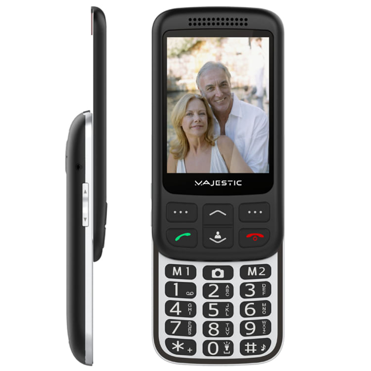 New-Majestic-300087_BK-cellulare-711-cm--2.8---123-g-Nero-Argento-Telefono-per-anziani