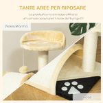 PawHut Albero Tiragraffi per Gatti per Gioco e Relax 36x36x44cm Beige