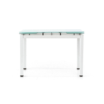 Konte.Design Tavolo Rapallo in metallo bianco e piano in vetro bianco allungabile 110x70cm