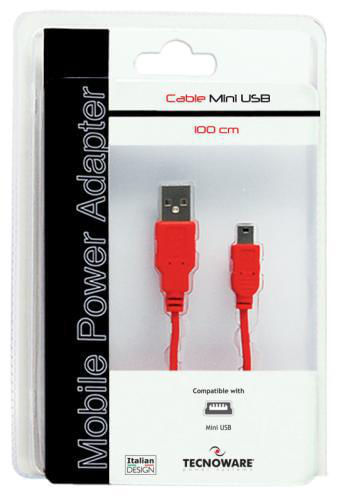 Tecnoware-1m-USB-A---MiniUSB-B-cavo-USB-USB-2.0-Mini-USB-B-Rosso