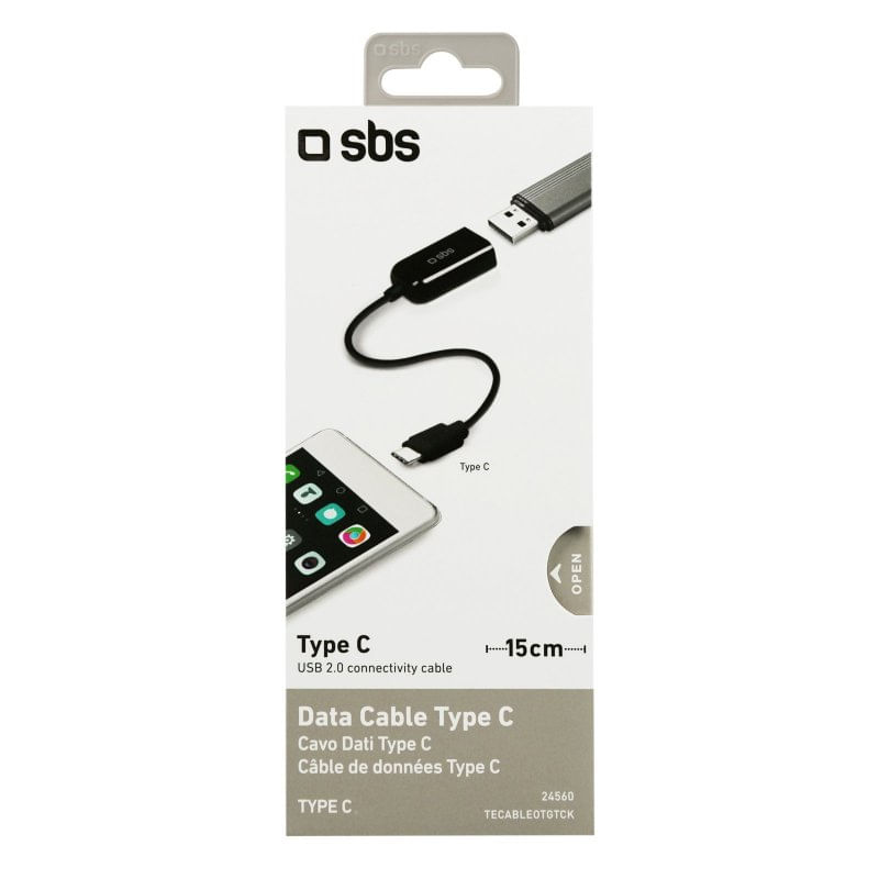 SBS-TEKABELOTGTCK-cavo-USB-015-m-USB-2.0-USB-A-USB-C-Nero