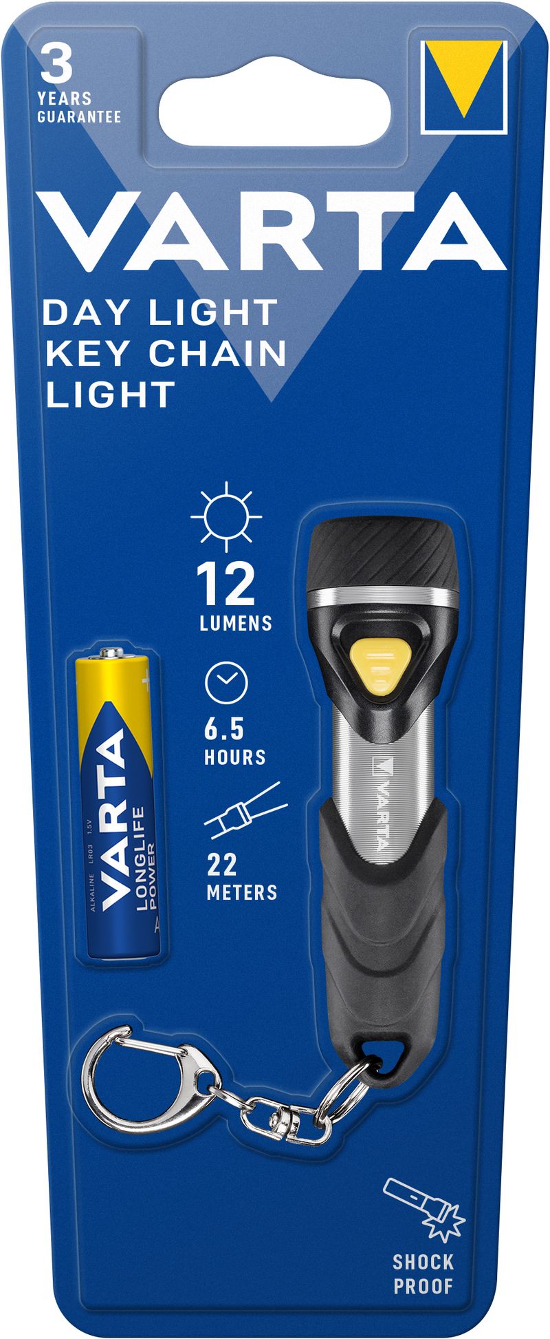 Varta-Day-Light-Key-Chain-Light-Torcia-portachiavi-Alluminio-Nero-LED