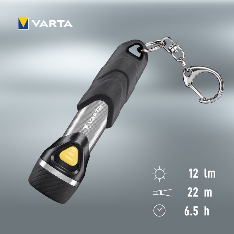 Varta-Day-Light-Key-Chain-Light-Torcia-portachiavi-Alluminio-Nero-LED