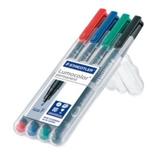 Staedtler Lumocolor 318 WP4 marcatore permanente Punta sottile Nero, Blu, Verde, Rosso 4 pz