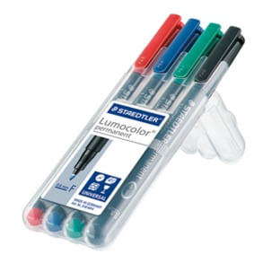 Staedtler-Lumocolor-318-WP4-marcatore-permanente-Punta-sottile-Nero-Blu-Verde-Rosso-4-pz