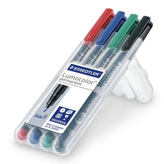 Staedtler-Lumocolor-318-WP4-marcatore-permanente-Punta-sottile-Nero-Blu-Verde-Rosso-4-pz