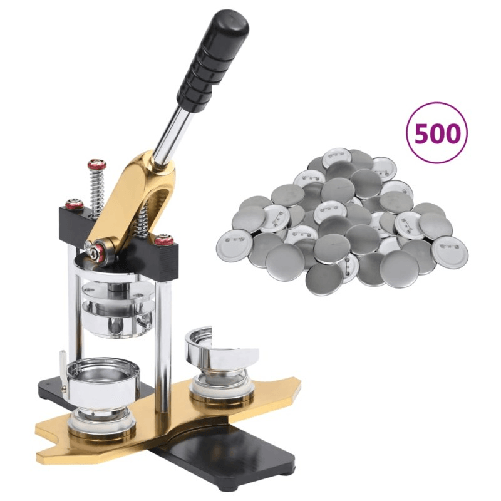 vidaXL Macchina per Badge con 500 Set a Spilla 44 mm Punzone Rotativo