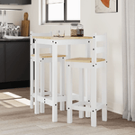 vidaXL Set da Bar 3 pz Bianco in Legno Massello di Pino