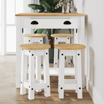 vidaXL Set da Bar 5 pz Bianco in Legno Massello di Pino