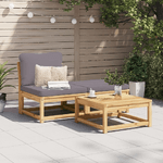 vidaXL Set Mobili da Giardino 3pz con Cuscini Legno Massello di Acacia