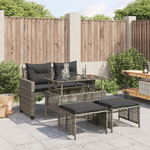 vidaXL Set Divani da Giardino 4 pz con Cuscini Grigio Polyrattan Vetro