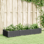 vidaXL Fioriera da Giardino con Picchetti Nera 125x40x28,5 cm PP