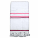 Telo Mare Fouta cotone spugna Nido D'ape misura 90 x 160cm più frange colore Bianco Fucsia