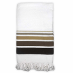 Telo Mare Fouta cotone spugna Nido D'ape misura 90 x 160cm più frange colore Bianco Marrone