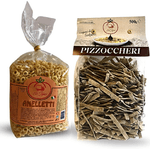 Pizzoccheri 500gr 20Tipici + 500gr Anelletti Siciliani 20Tipici - Pasta Artigianale Tipica Regionale Nord vs Sud Italia