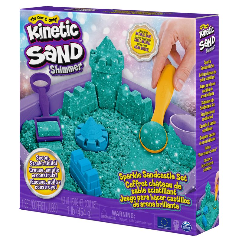 Kinetic-Sand--Castello-di-Sabbia-Shimmer---Sabbia-cinetica-454gr---Sabbia-magica---Sabbia-colorata-glitterata-verde---3-accessori-e-vaschetta-inclus