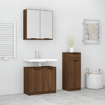 vidaXL Set Mobili da Bagno 3 pz Rovere Marrone in Legno Multistrato