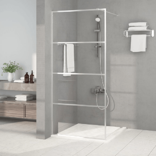 vidaXL Parete Doccia Walk in Argento 90x195 cm Vetro Trasparente ESG