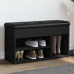 Panca Porta Scarpe Nera 82x32x45,5 cm in Legno ingegnerizzato