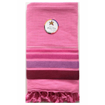 Telo Mare Fouta cotone spugna Nido D'ape misura 90 x 160cm più frange colore Rosa